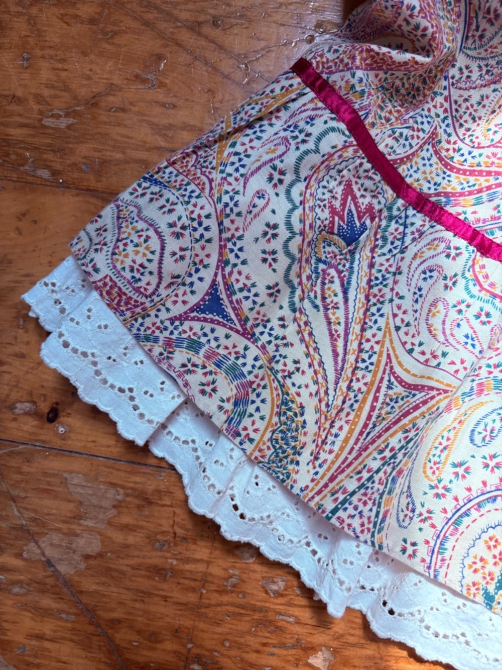 Bohemian Paisley Prarie Skirt with Lace Trim - Picture 5 of 5